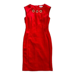 Calvin Klein Fire Red Embellished Scuba Sheath Dress 4